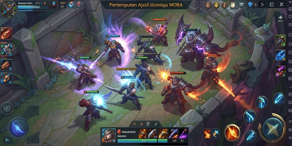 Gameplay seru di dalam pertempuran MOBA yang mendebarkan.