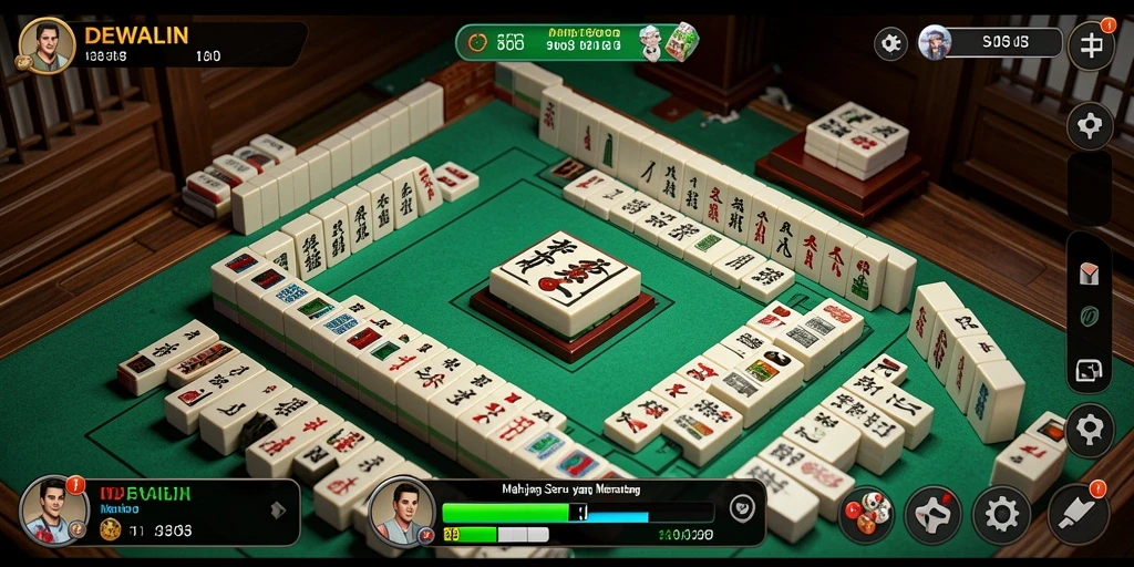 Tampilan gameplay menarik dari DEWALIN yang menggambarkan Mahjong.