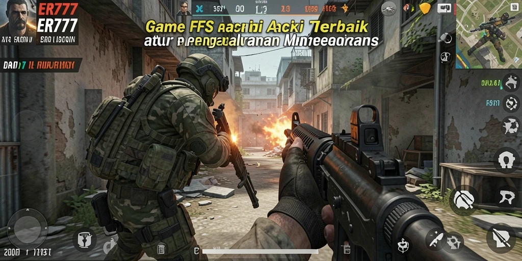 Tampilan gameplay ER777 yang intens dan mendebarkan dalam pertempuran FPS.