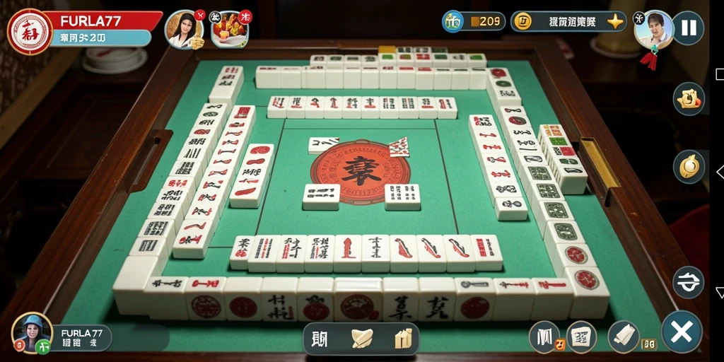 Tampilan gameplay FURLA77 yang menarik dengan ubin Mahjong.