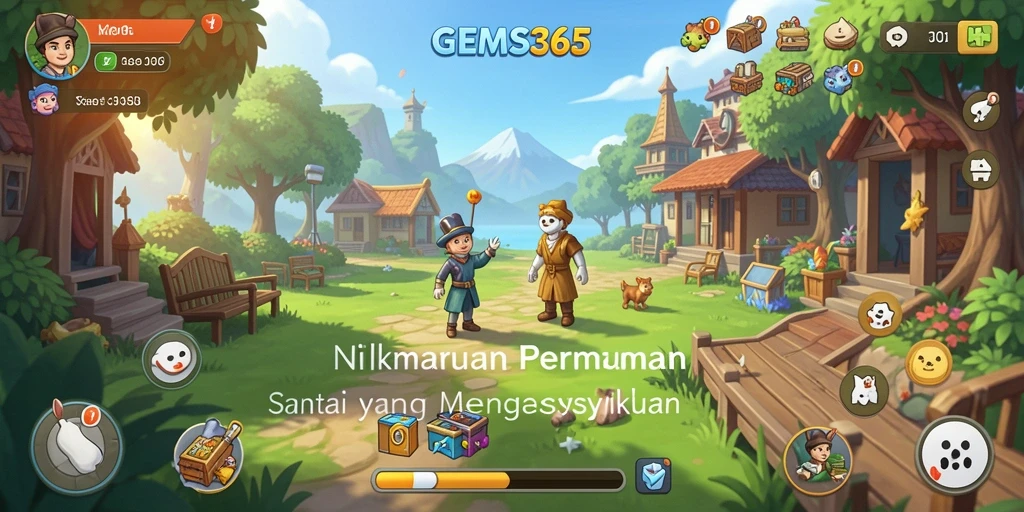 Tangkapan layar utama GEMS365 menampilkan gameplay seru dan grafis mengagumkan.