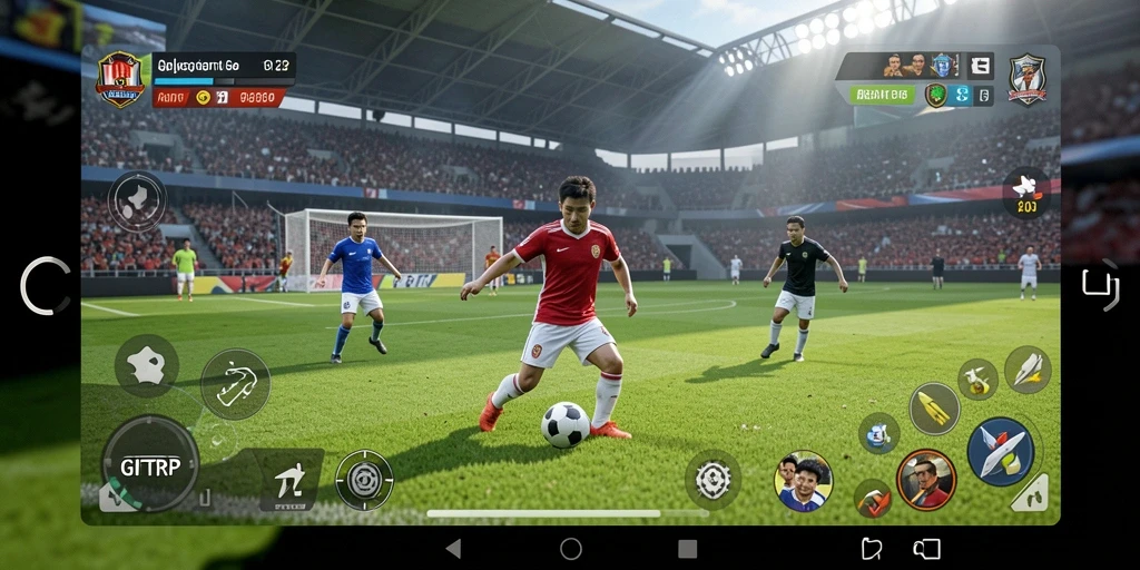 Tampilan gameplay menarik dari aplikasi sepak bola GIFTRP.
