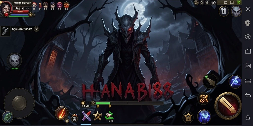 Tampilan gameplay menakutkan dan suasana mencekam dalam HANABI88.