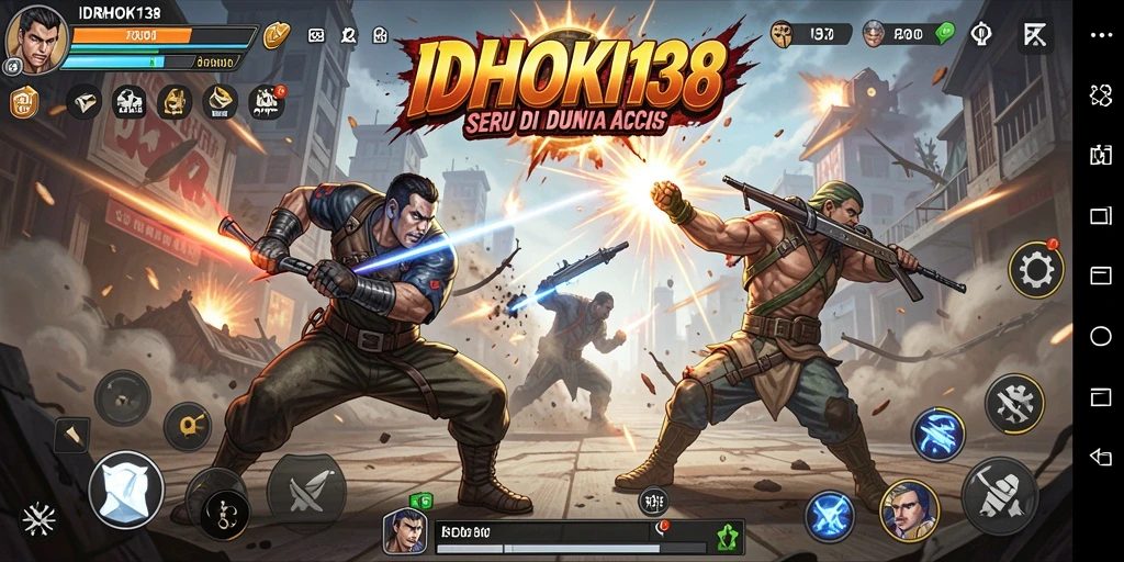 Screenshot dari gameplay IDRHOKI138 menampilkan aksi pertarungan yang dinamis.