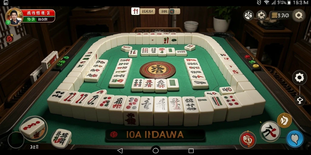 Tampilan gameplay seru di INDAAA dengan potongan Mahjong yang menarik.