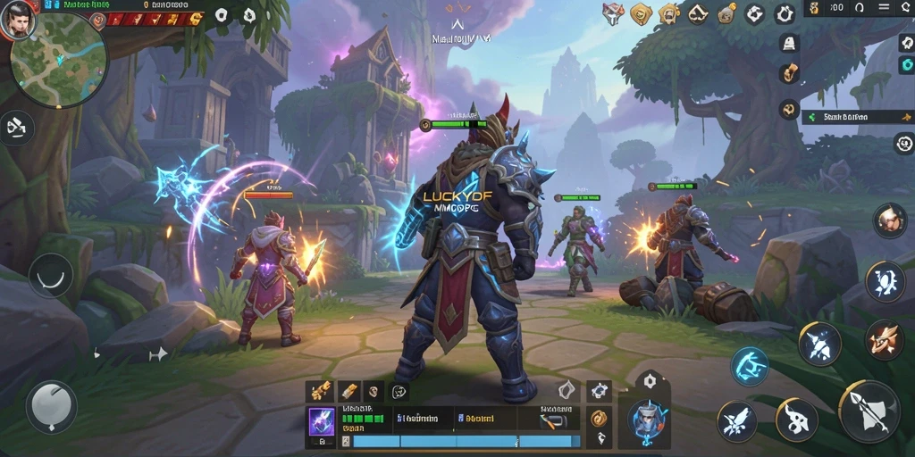 Screenshot gameplay <strong>LUCKYDF</strong> yang menunjukkan aksi seru dalam pertarungan.