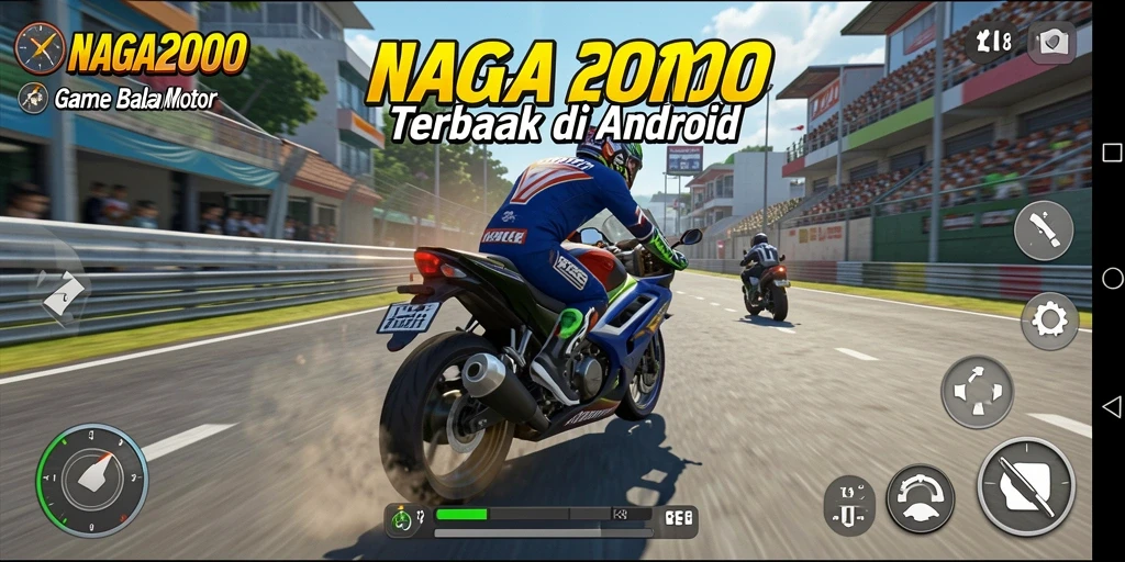 Tampilan gameplay NAGA2000 yang penuh aksi balap motor.