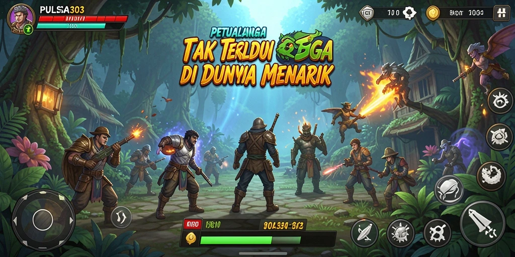 Tampilan gameplay PULSA303 dengan karakter tengah beraksi di lingkungan petualangan.