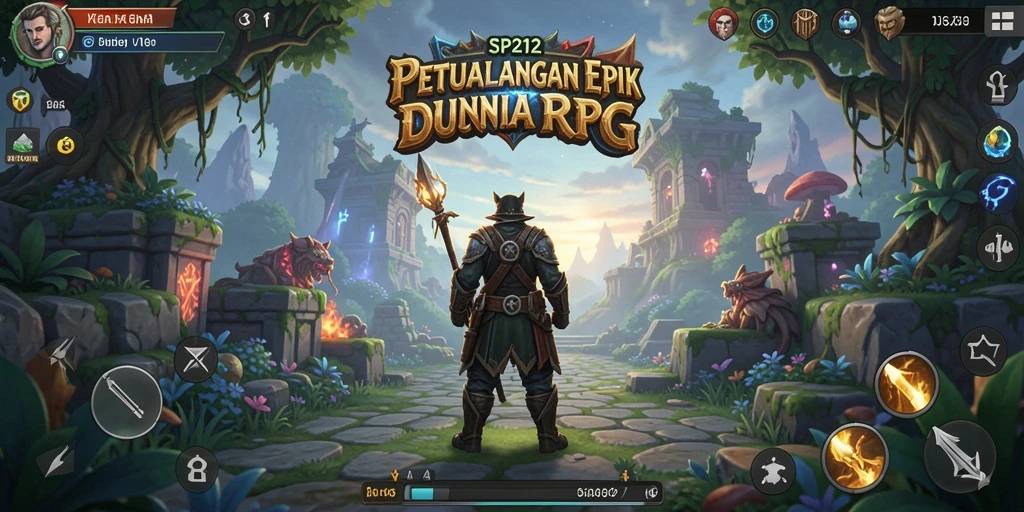 Screenshot gameplay SP212 yang menunjukkan pertarungan epik dan eksplorasi dunia.